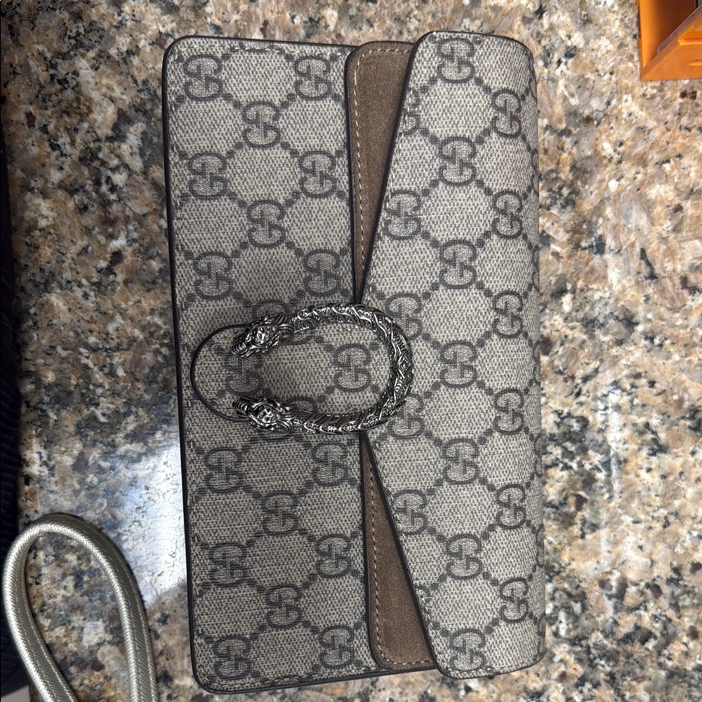 Gucci Beige and Brown Monogram Clutch